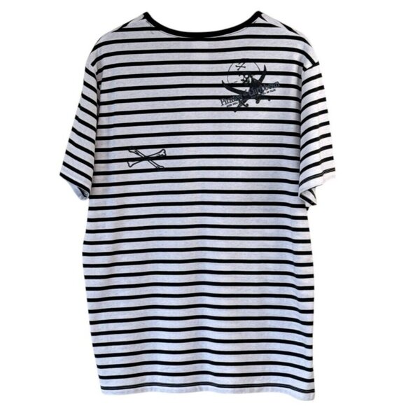 Disney Shirt Unisex White Pirates of the Caribbean Dead Men Striped Size Large - Picture 2 of 6